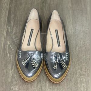 NEW French Connection Gunmetal Leather Loafers / Size 37